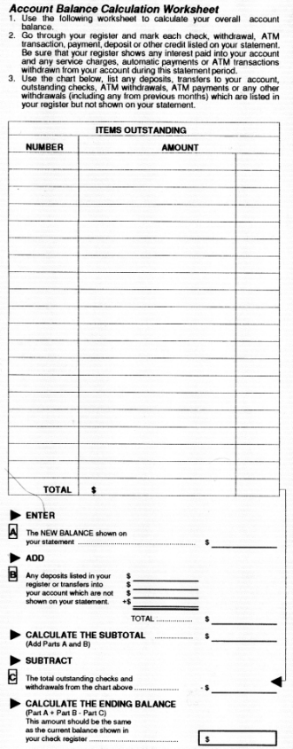 Checkbook Reconciliation Worksheet (click for larger image)